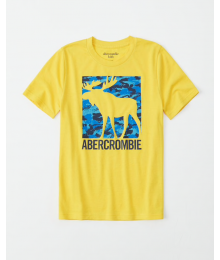 Abercrombie Yellow Deer Print Graphic Tee